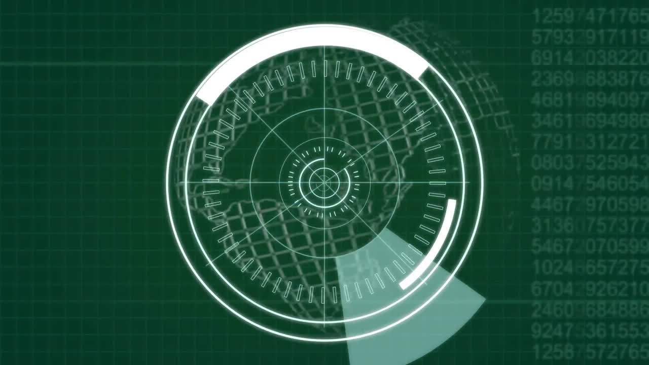 animación de texto 5g, escaneo de alcance y procesamiento de datos