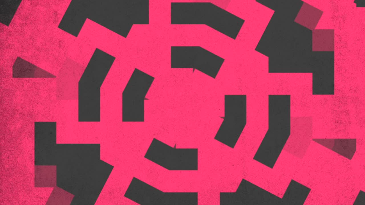 A dynamic pink pixel art pattern on a black backdrop with an illusion of depth and movement, perfect as a design element for various mediums like websites or posters