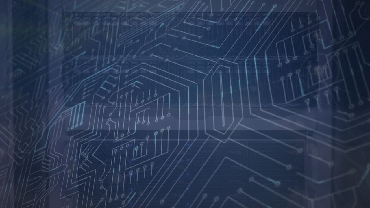 animación de la red de conexiones a través de la sala de servidores