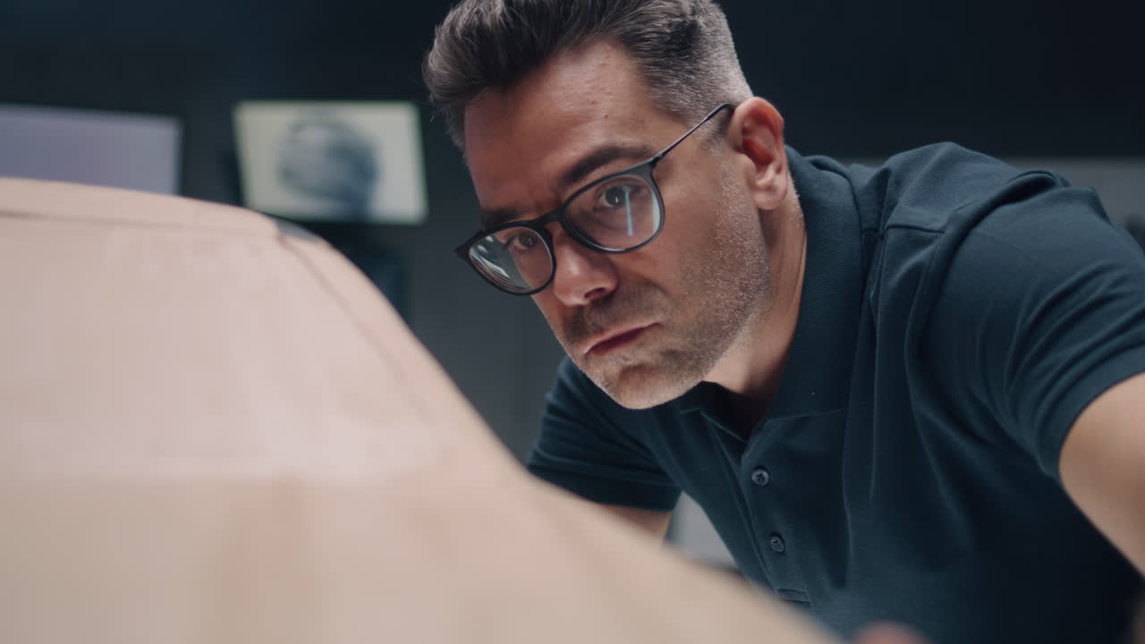 Automotive Designer Examining a Clay Model