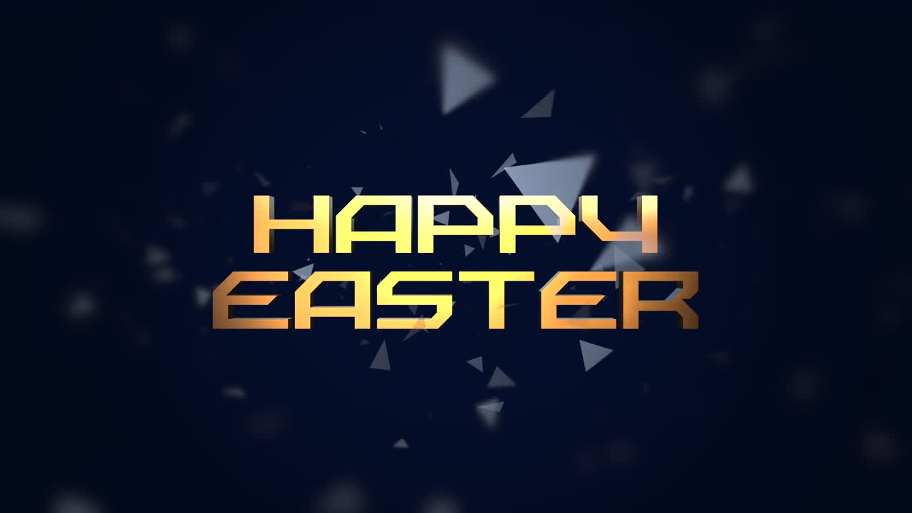 Testo Buona Pasqua con triangoli blu volanti su sfumatura nera