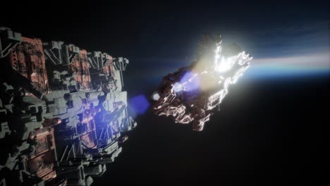 la nave espacial alienígena armada se acerca a la tierra