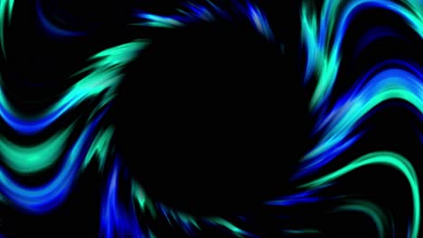 Abstract-swirl-of-blue,-green,-aqua-and-turquoise-with-a-black-center-for-title-or-copy-space---loops-endlessly