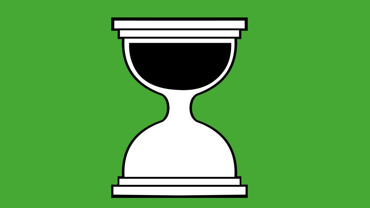 Loop animation black and white hourglass