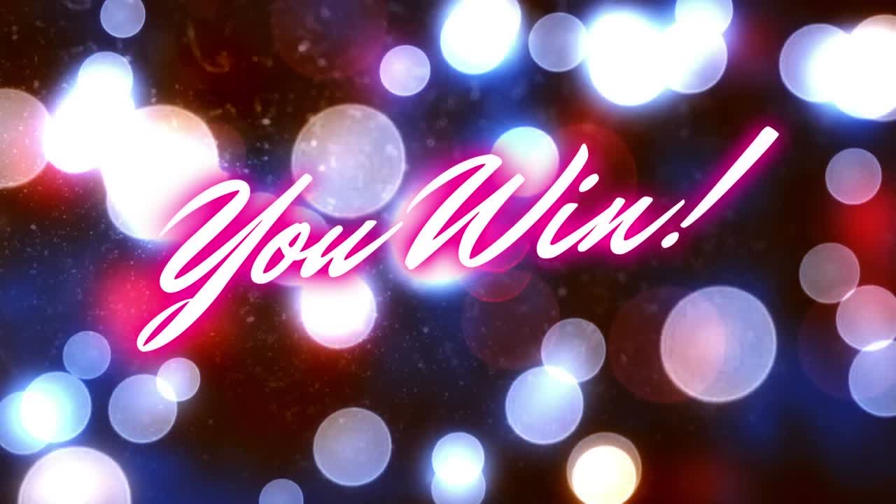 스포트 라이트 위에서 네온 텍스트를 이기는 애니메이션