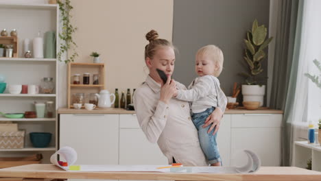 engineer working from home with child