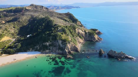 Aerial-of-peaceful-spot-on-Coromandel-Peninsula-coast