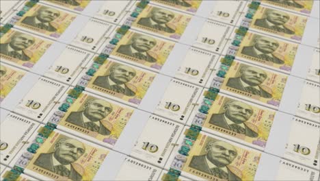 10-Billetes-De-Leva-Búlgaros-Impresos-Por-Una-Prensa-Monetaria