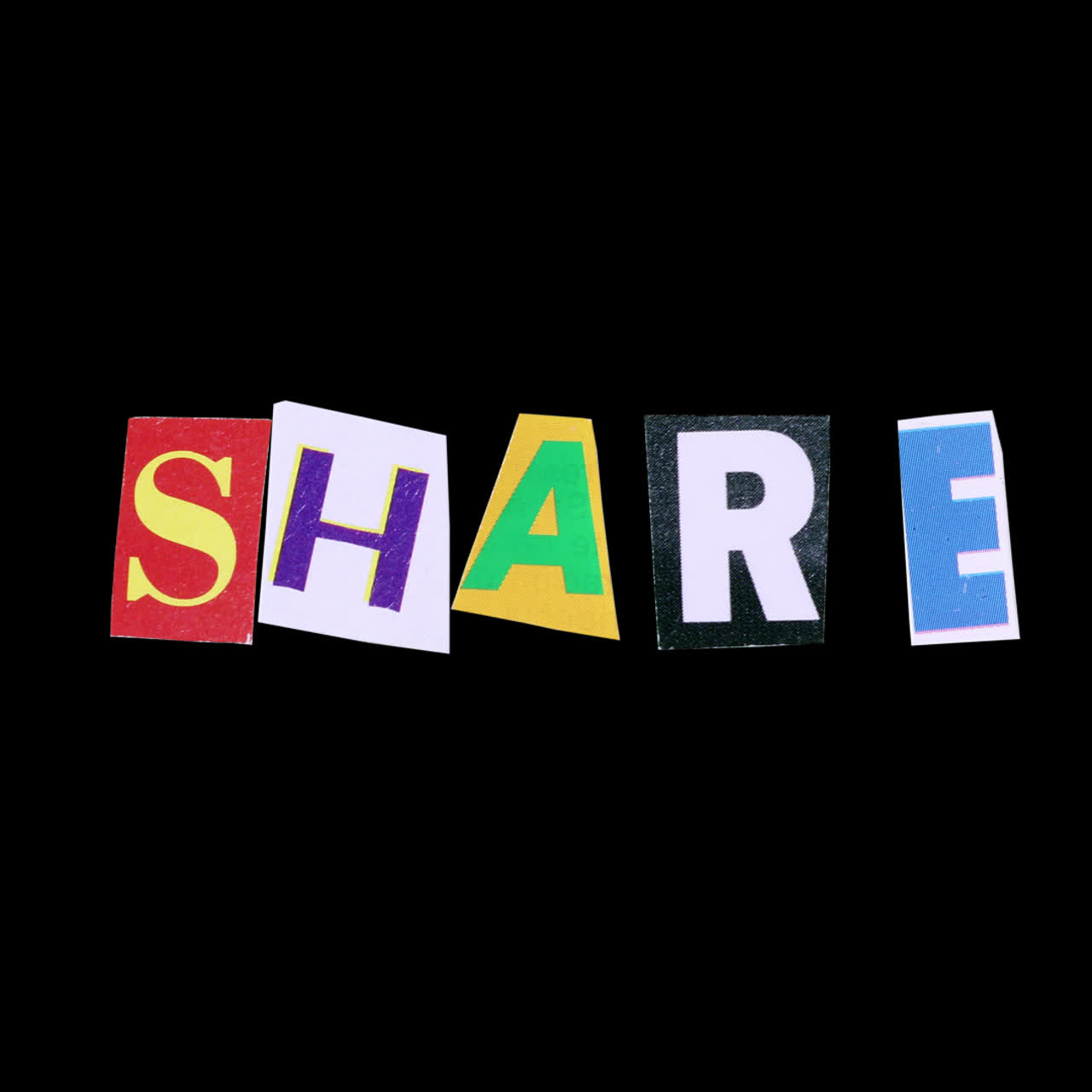 Stop Motion Animation of Cut Out Letters Forming the Word SHARE