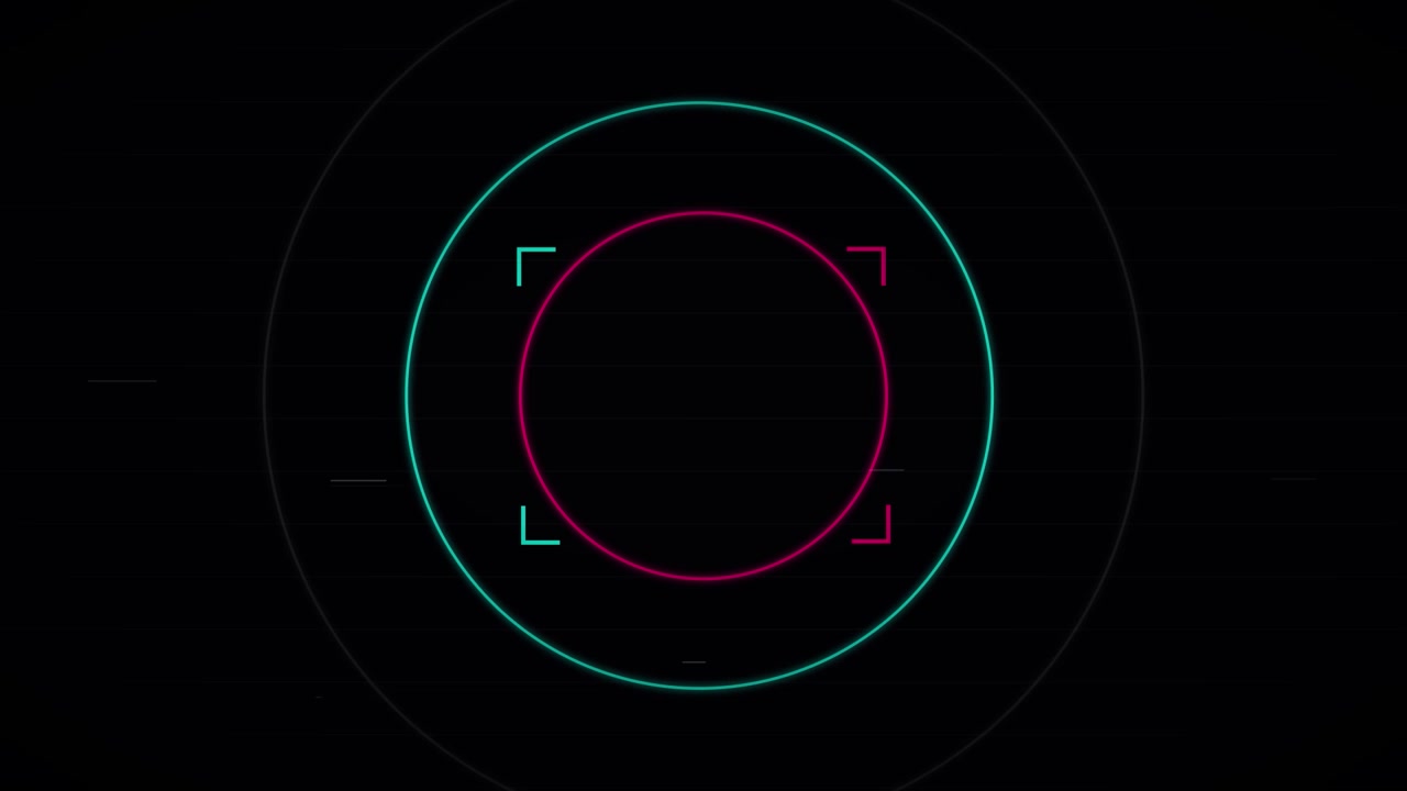 Abstract Digital HUD Interface with Pulsing Neon Circles