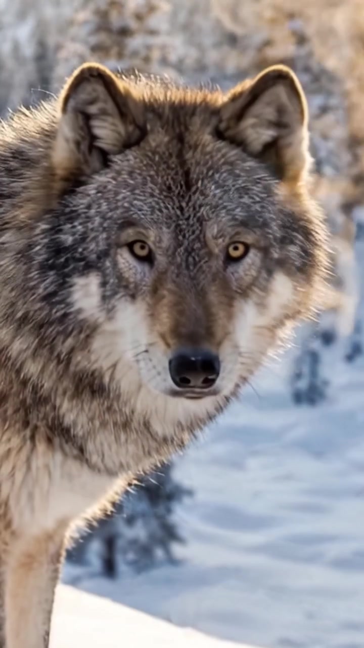 Majestic Wolf in Winter Wonderland: A Stunning Portrait Capturing the Essence of Nature and Wildlife Amidst a Snowy Landscape