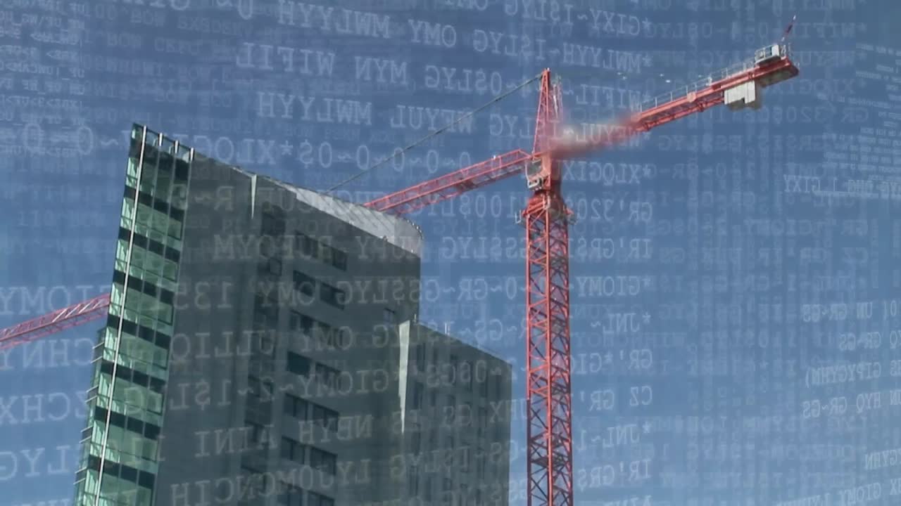 códigos binarios y grúa