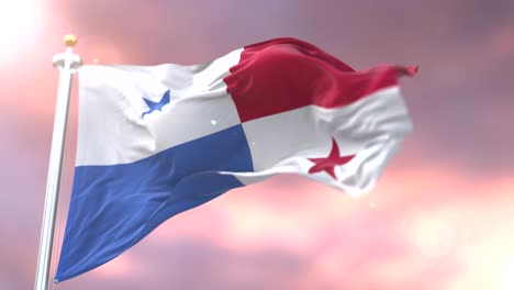 flag of panama waving at wind at sunset in slow, loop