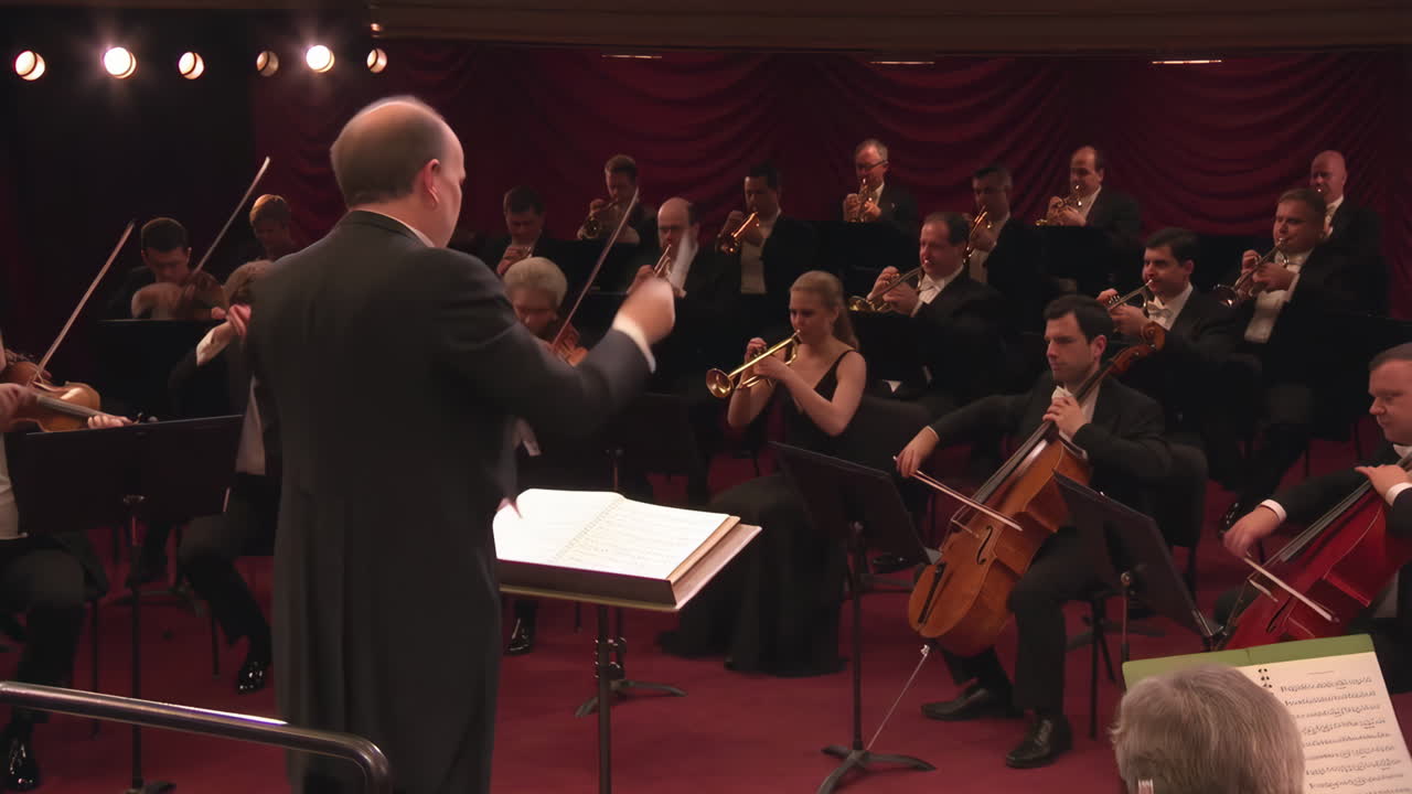 Orchestra Performance with Conductor and Musicians
