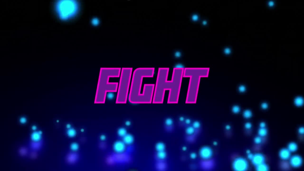 스포트 라이트 위에서 싸우는 네온 텍스트의 애니메이션