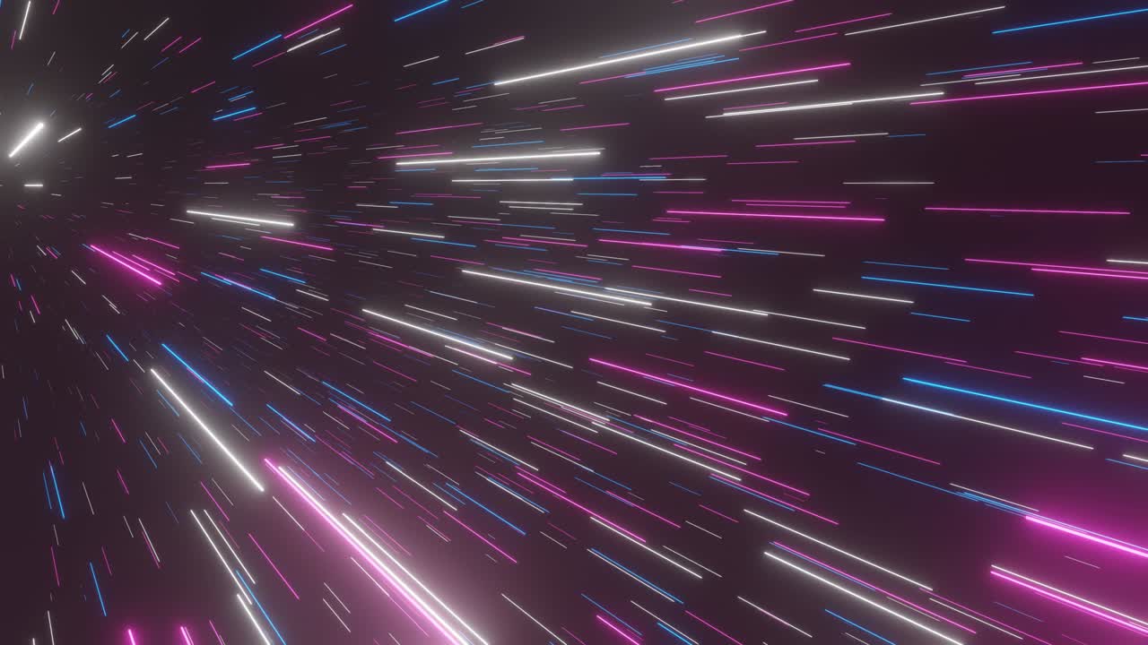 fondo abstracto del hiperespacio. velocidad de la luz, rayos brillantes de neón en movimiento. moviéndose a través de las estrellas. bucle sin costuras de 4k