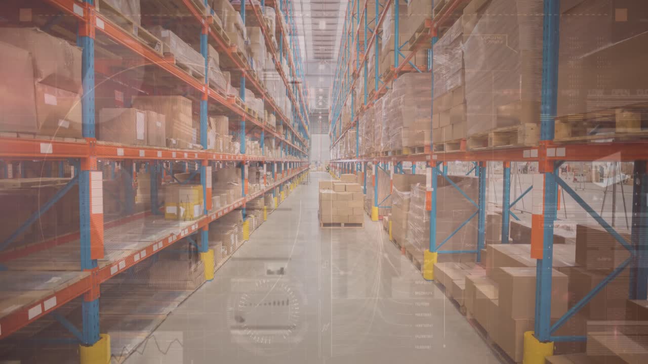 animación del procesamiento de datos sobre el almacén