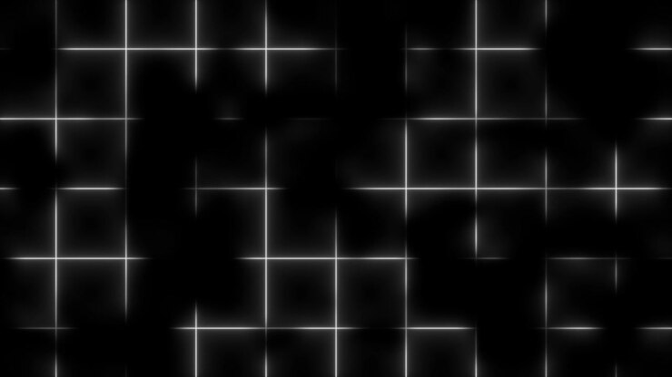 Abstract Glowing White Grid Pattern on Black Background
