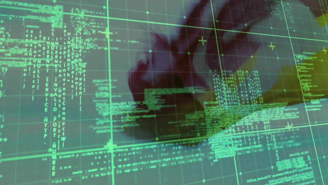 Hand entering holding phone under code interface, rotating aligning grid swiping reorganizing code