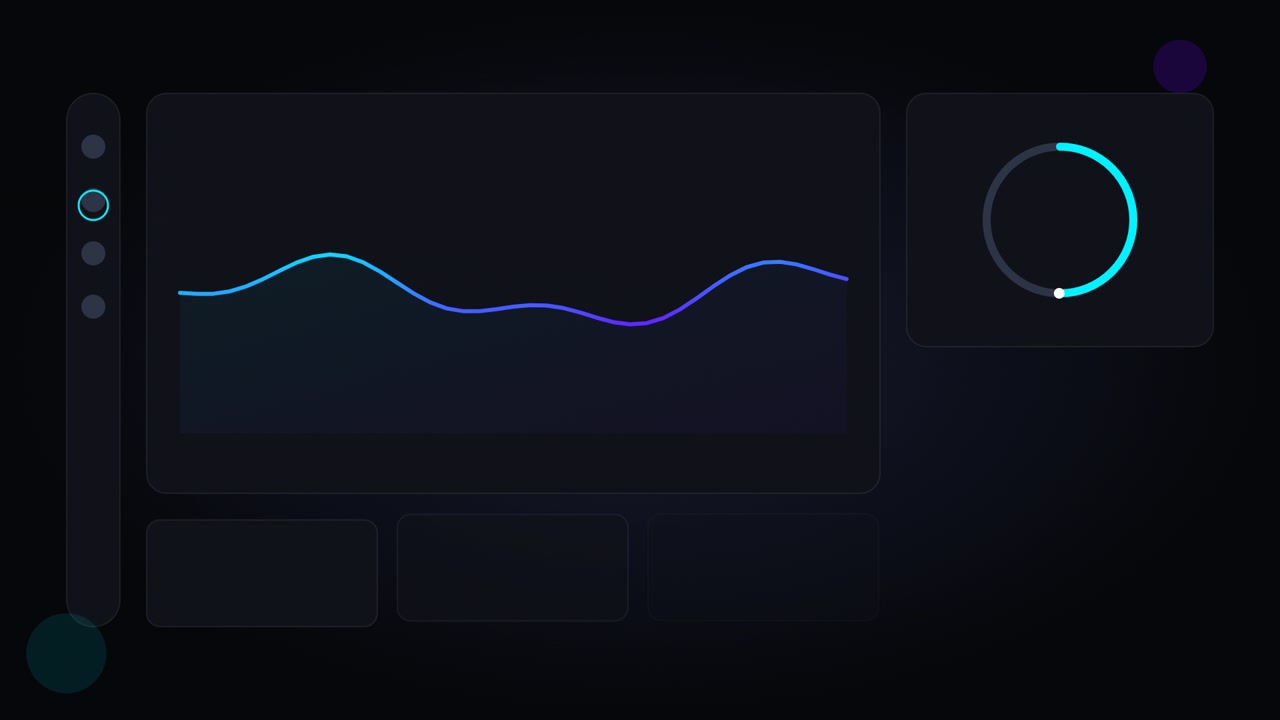 Abstract Digital Interface with Animated Waveform and Loading Circle