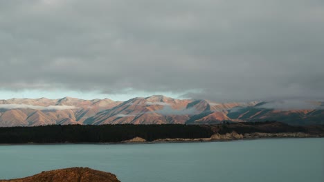 scenic panorama time lapse lake pukaki and ben ohau mountain range near mt