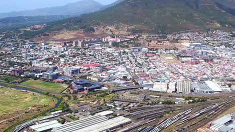 Aerial-view-of-Black-River-Park-and-Salt-River-industrial-area,-Cape-Town,-South-Africa