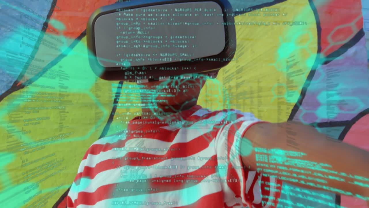 Medical data processing against boy using VR headset