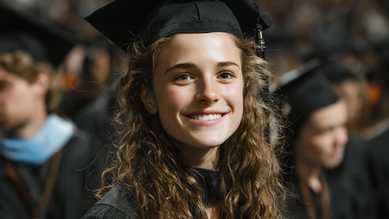 Cerimônia de formatura celebra conquistas acadêmicas com formandos alegres usando becas e capelos, capturando a essência da conquista e as oportunidades futuras que virão