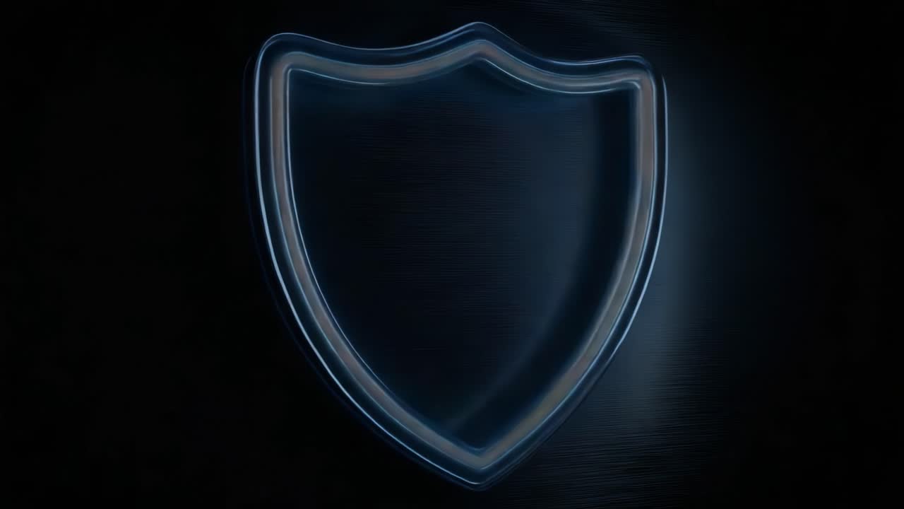 A Stunning Visual Contrast of a Glowing Shield Icon Against a Dark Background, Representing Themes of Protection, Security, and Digital Assurance in Modern Design
