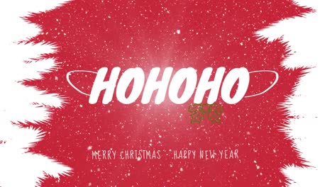 Animation-of-hohoho-text-at-christmas-over-snow-falling