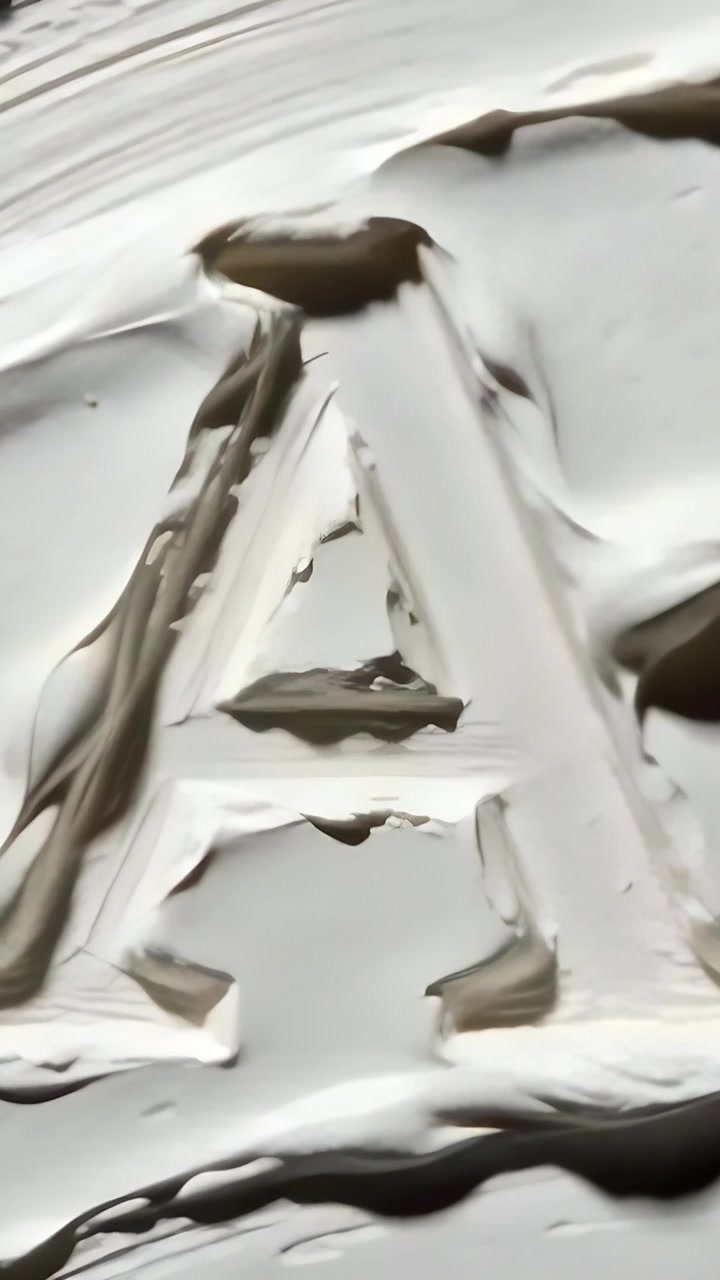 Vertikales Video: Werkzeug schnitzt außerhalb des Bildes und enthüllt den Buchstaben A in Gesso auf einer Studioplatte, während sich die Farbe absetzt.