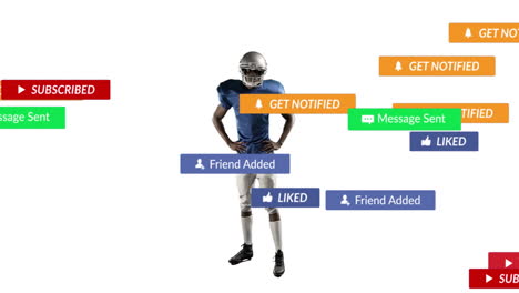 receiving notifications for subscription and messages, football player on field