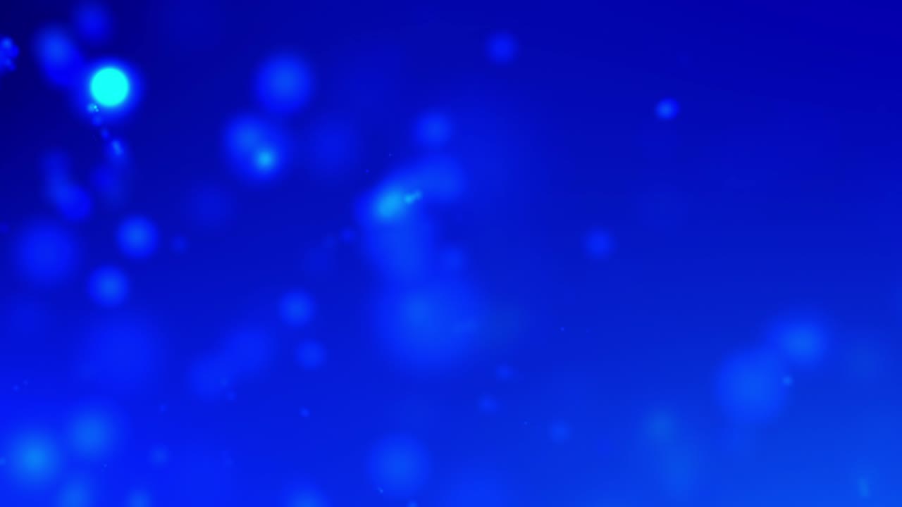 4k Light Blue Light Beams, Bokeh Floating on Colorful Dark Blue Gradient Background in Motion. Looped 3d Animation of Dynamic Particles Turning in the Air with Bokeh Video
