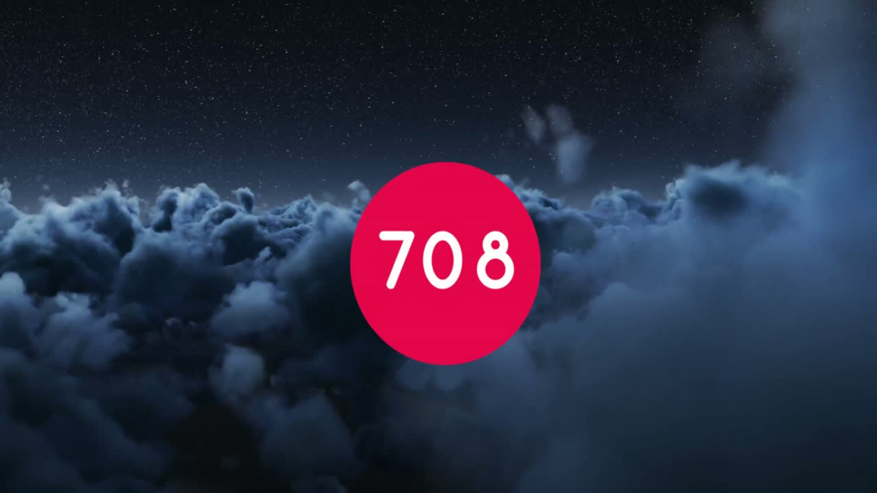 animación de números de conteo sobre las nubes