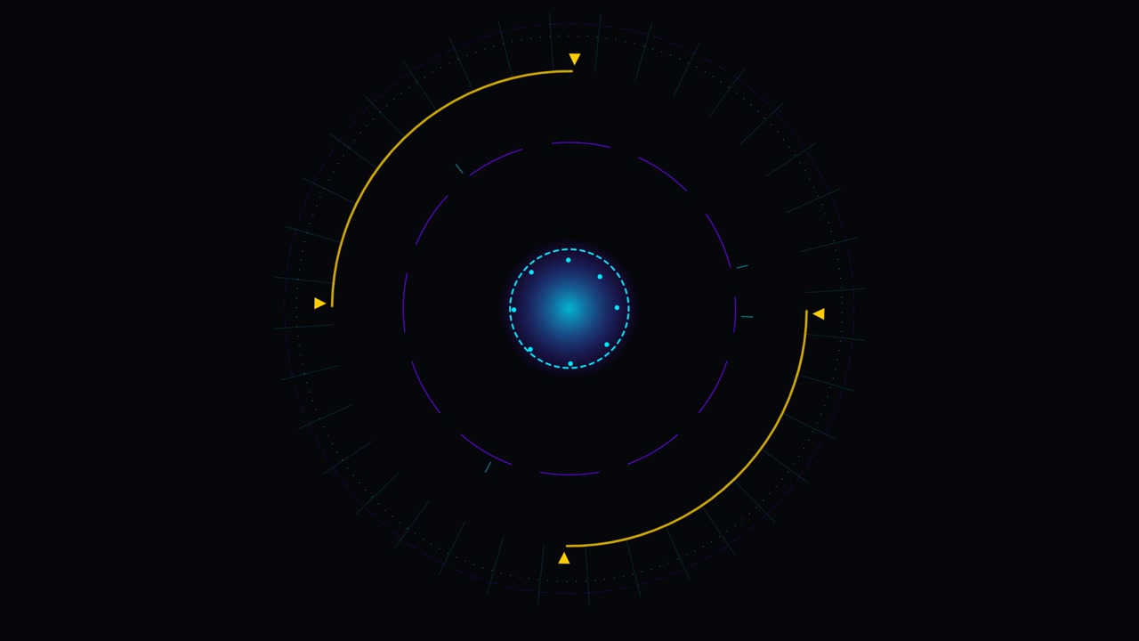 Abstract Digital HUD Interface with Rotating Circular Elements