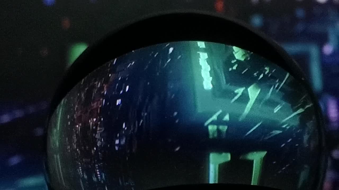 bola de cristal intermitente espectáculo de luces futurista vórtice digital cyberpunk ciudad efectos