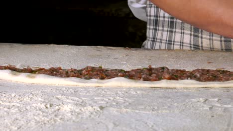 making turkish food pide lahmacun