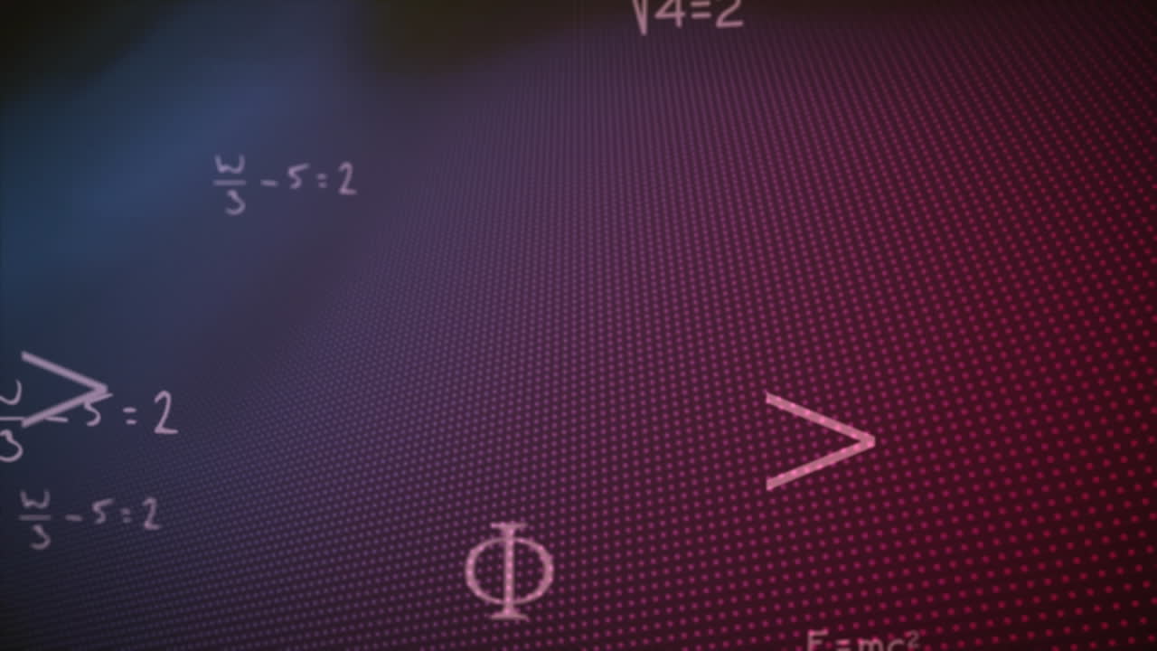 animación de las ecuaciones de los científicos escritas a mano en pantalla roja púrpura
