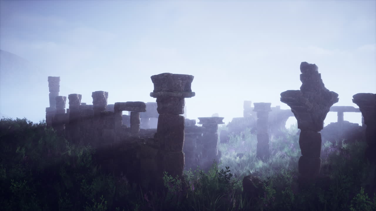 오래된 성의 깨진 돌 벽돌 유적