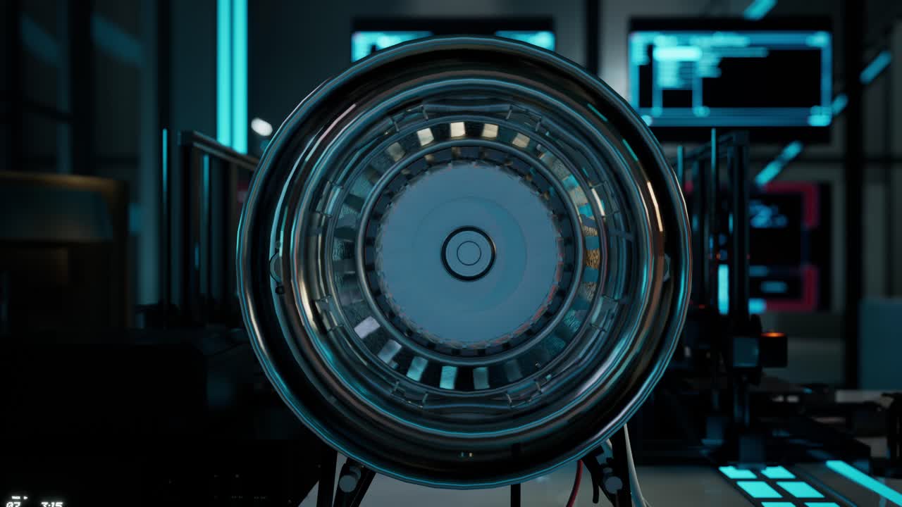 Futuristic Engine in a High-Tech Lab