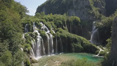 slo mo: stunning grand falls aerial, plitvce national park in croatia