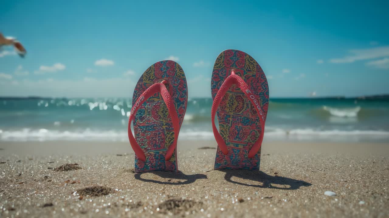 Flip-flops on a sandy beach
