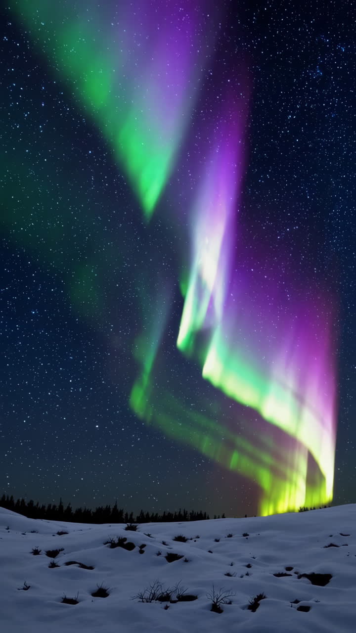 aurora boreal sobre un paisaje nevado