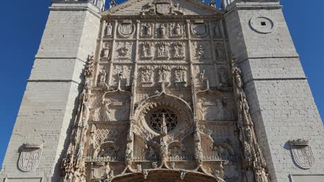 ornate fifteenth-century elizabethan gothic façade of the church of san pablo in valladolid, spain