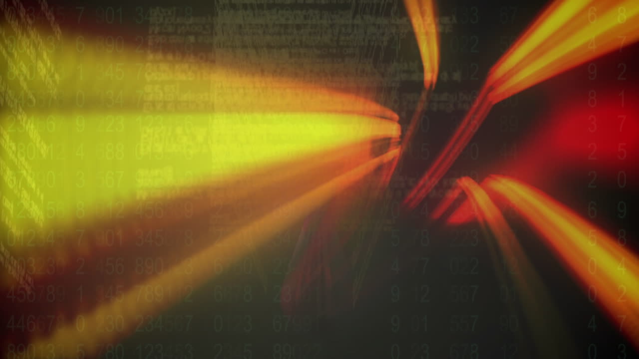 animación de rastros de luz sobre el procesamiento de datos sobre fondo negro