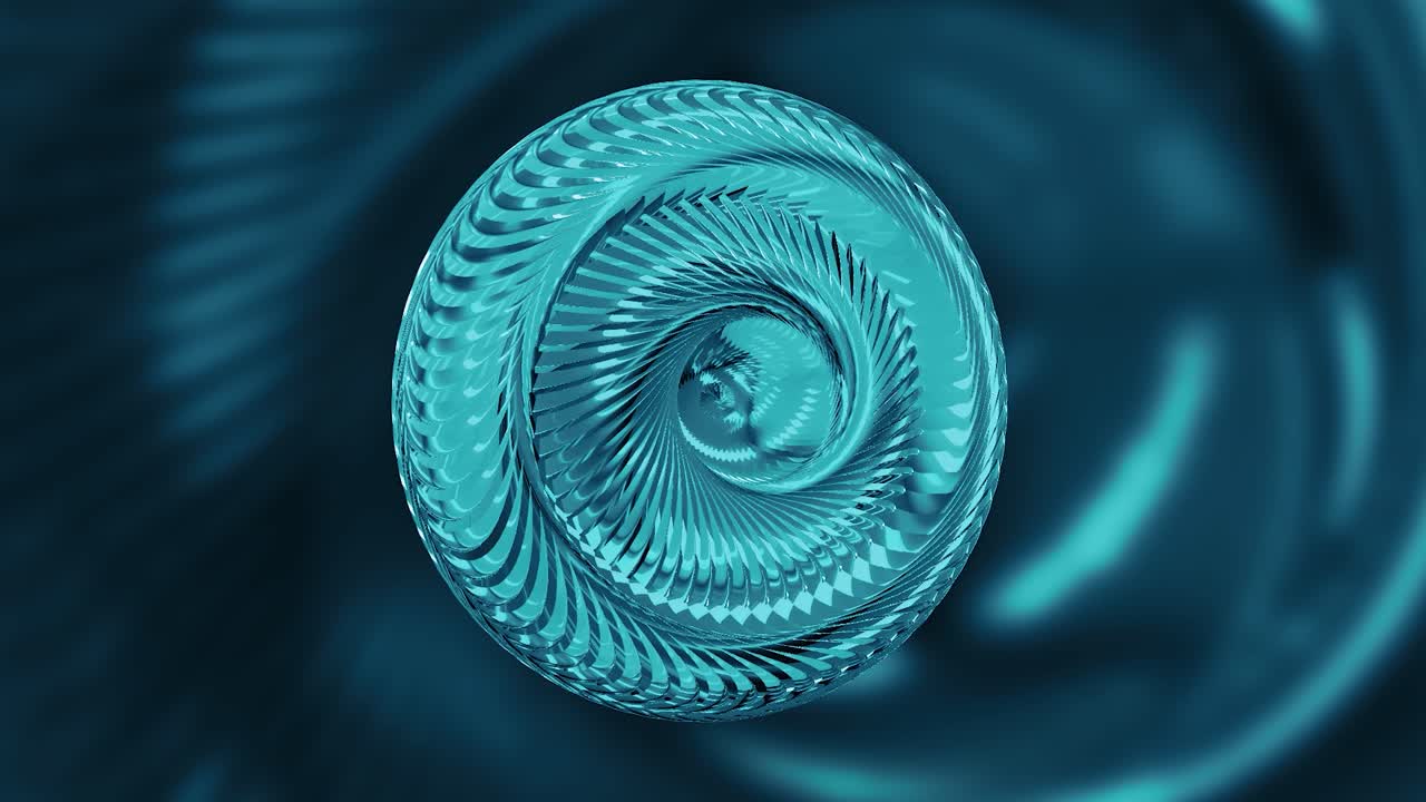 Abstract Blue Sphere with Spiral Pattern