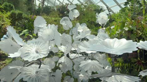 Glass-flowers-orchids-at-Cloud-forest-Gardens-by-the-Bay-Singapore-panning-shot