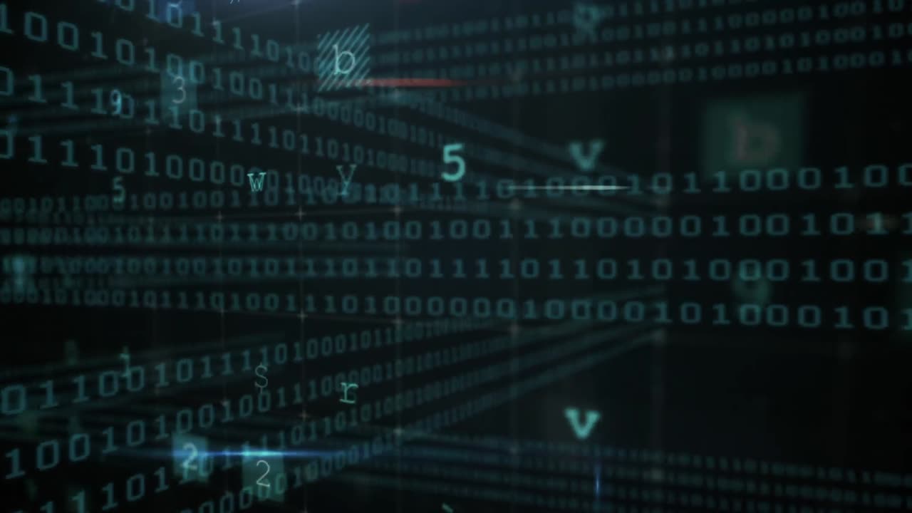 animación del procesamiento de datos digitales sobre un fondo oscuro