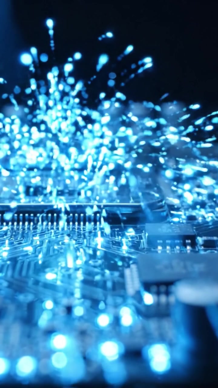 Close-Up View of a Circuit Board Highlighting Detailed Electronic Components and Connections, Showcasing the Intricate Design and Modern Technology in a Dark Background