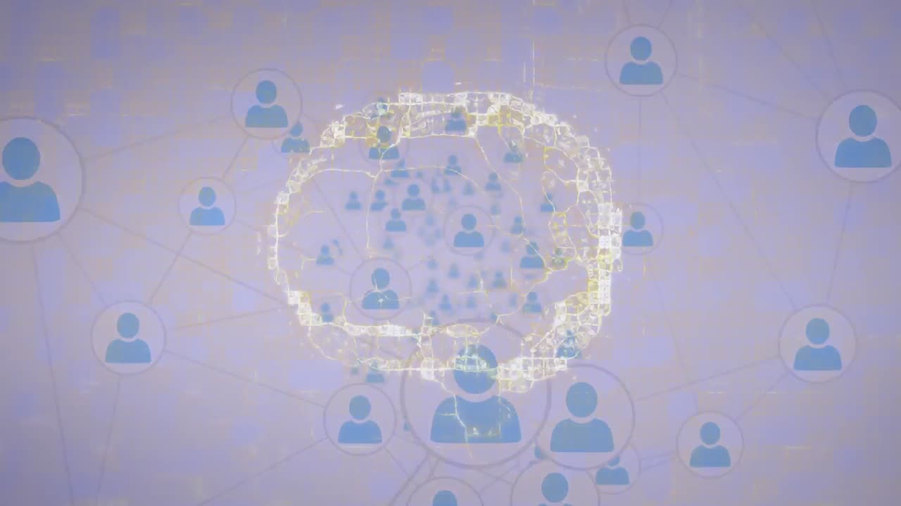 연결 네트워크를 통해 회전하는 인간의 뇌의 애니메이션